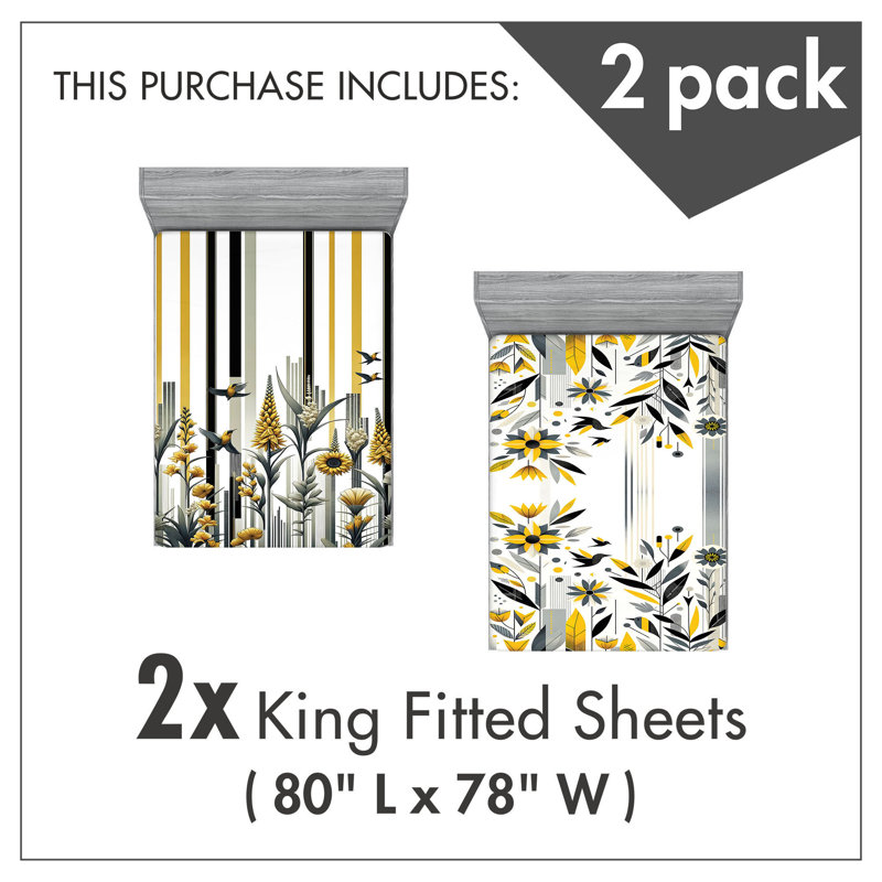 Microfiber Botanical Fitted Sheet, King Fitted Sheet