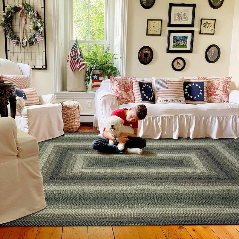 Damiesha Braided Jute Non Shedding Reversible Primitive Green Rug, Rectangle 8' x 10'