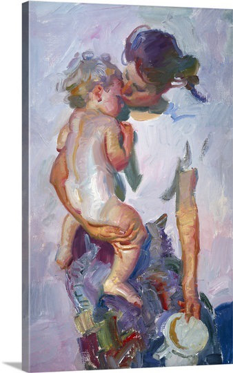 « a kiss » par john asaro-impression, H 48 po x l 32 po x P 1,25 po, Toile
