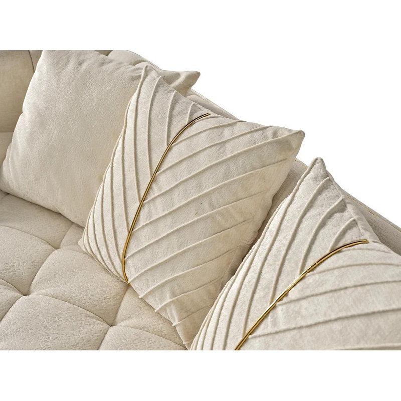 Ensemble de salon 2 pièces Hyson, Chenille blanc cassé