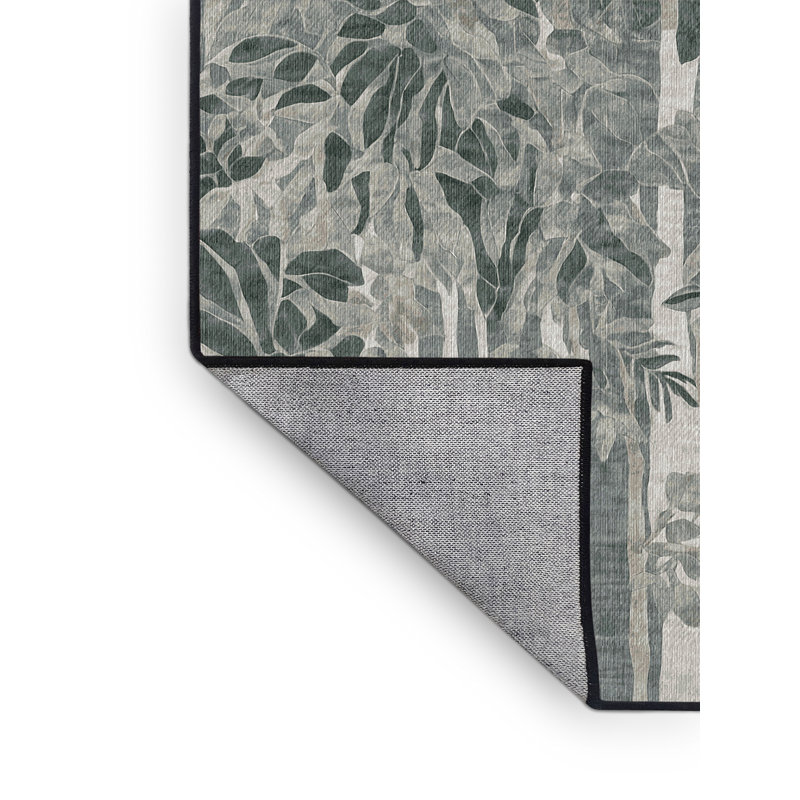 Machine Washable Gray Area Rug, Square 3'