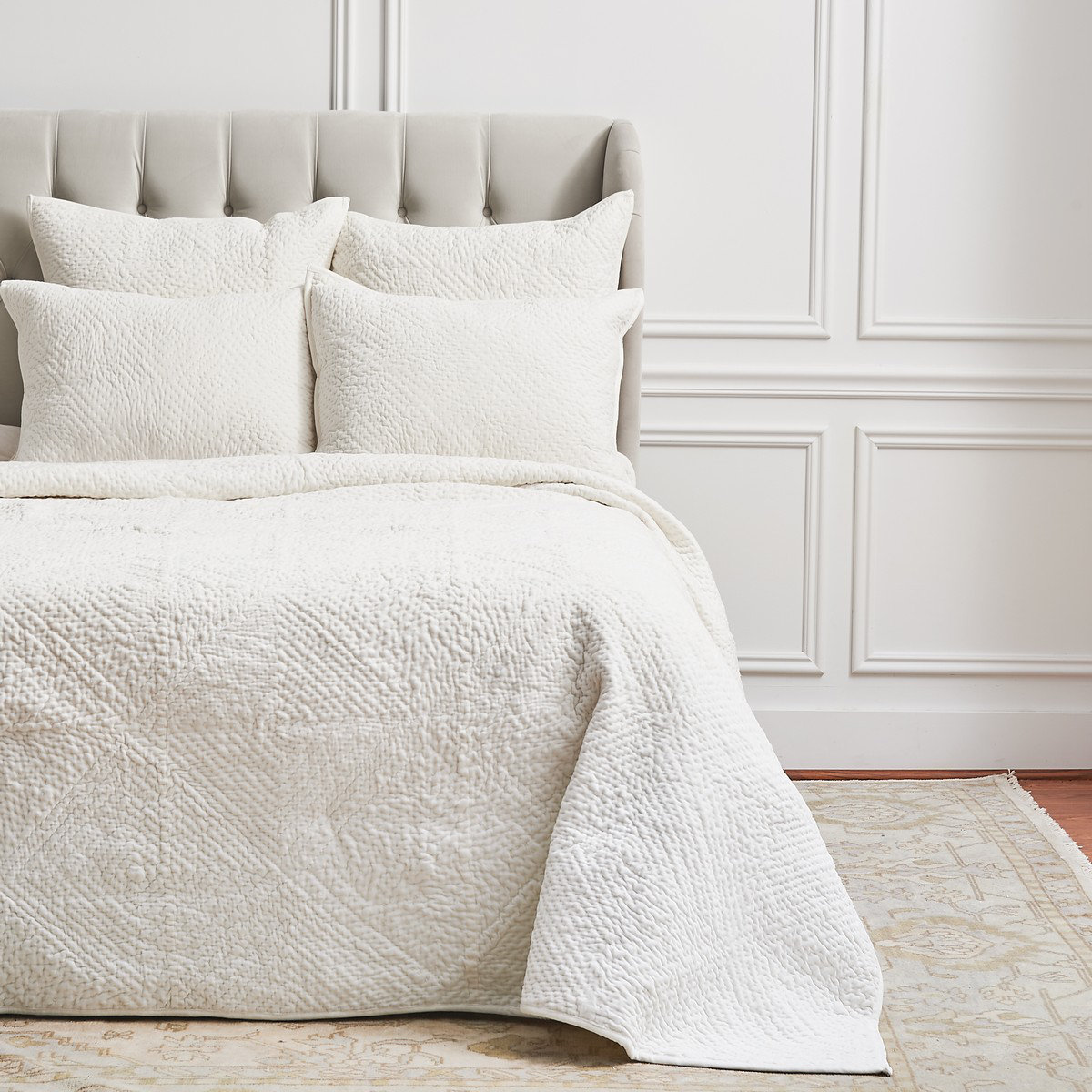 Fieldway Cotton Quilt Set, Ivory, Queen Quilt