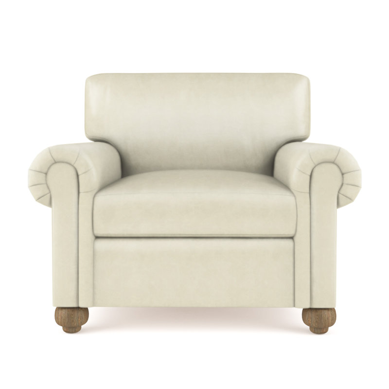 Leroy Armchair, 36" H x 41" W x 49" D, Pebble Weave Linen Alabaster, Ebony
