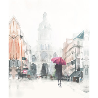 Umbrella Girl City - Painting Print