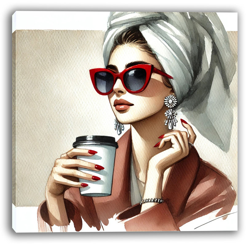 Art mural sur toile Morning Glamour: Red Accents, H 30 po x l 30 po x P 1,5 po