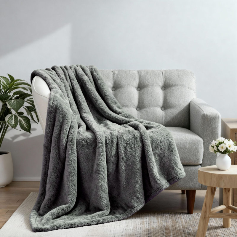 Couverture en molleton moelleux Nile Mills, Argent argent, Throw XL
