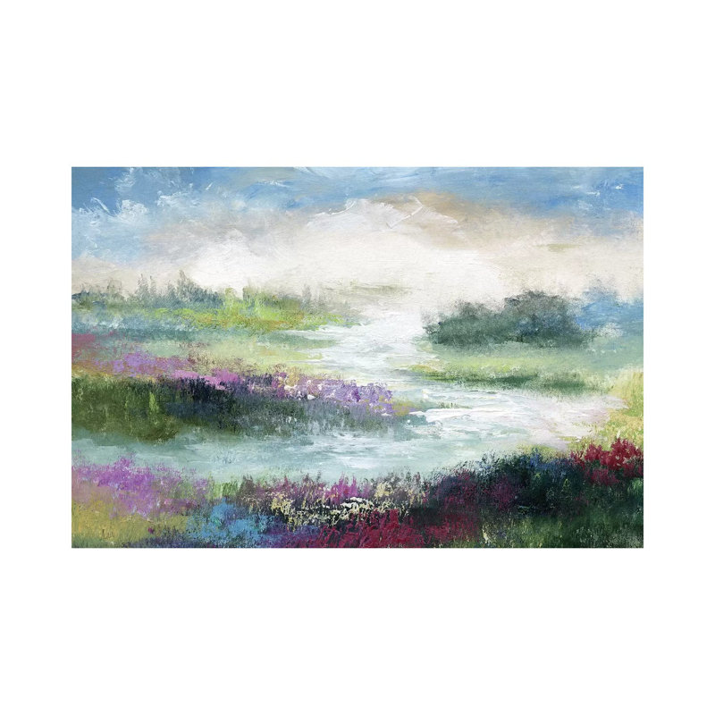 «Pastoral Meadow» par Nan - reproduction imprimée, H 8 po x l 12 po x P 0,75 po, Toile tendue