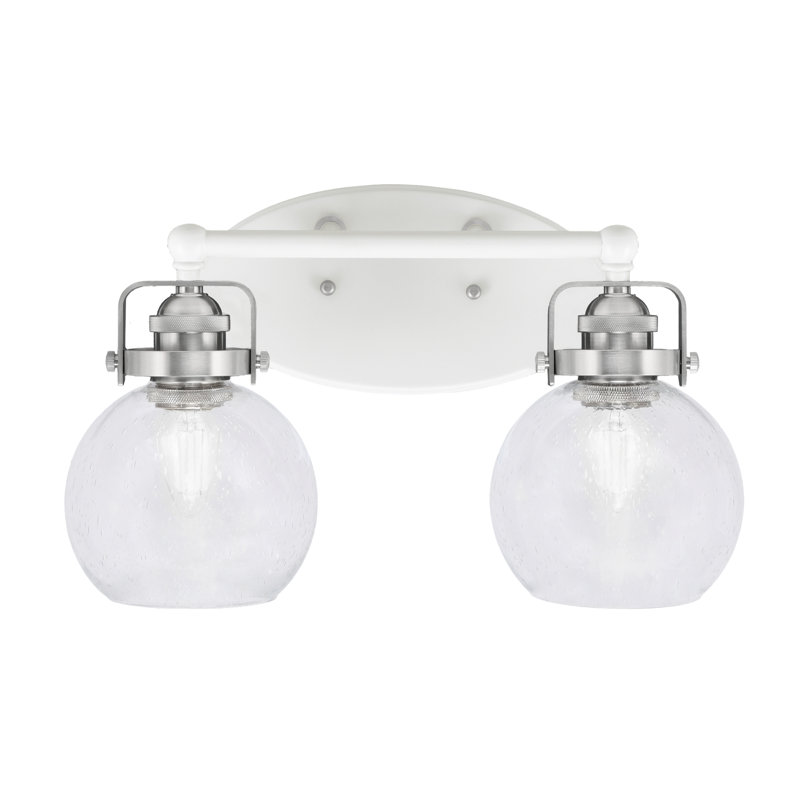 Barre d'éclairage de salle de bain 2 lumières avec verre transparent 5,75 po Easton, Blanc / nickel brossé