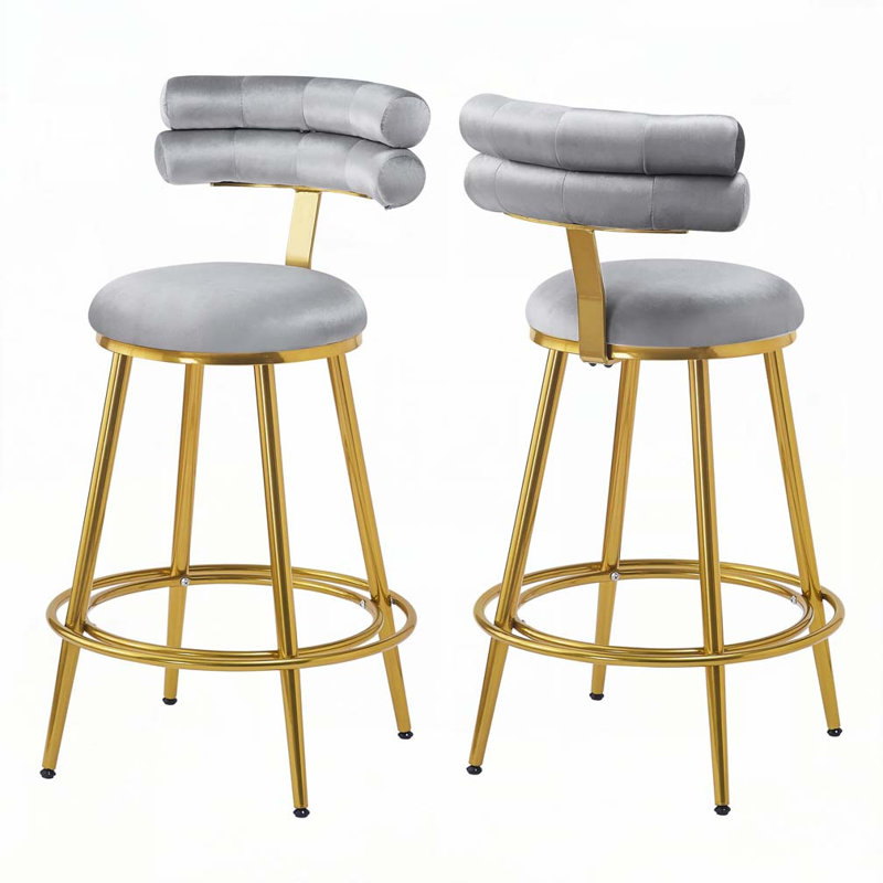 Upholstered Barstools,  Dark Gray