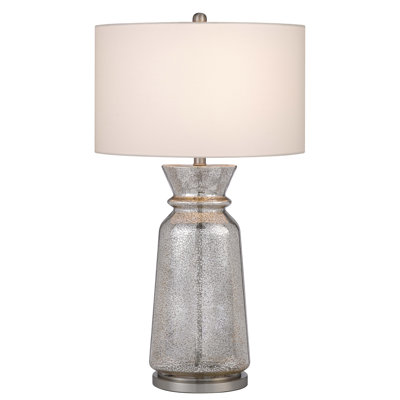 Bedroom Table Lamp 30.25" H Keswick Glass Design With Hardback Fabric Shade
