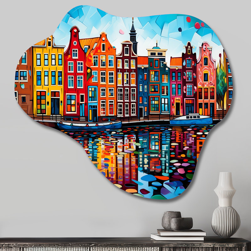 «City Amsterdam Popart I», art mural asymétrique en métal sur toile, nuage industriel, H 25 po x l 28 po x P 1 po