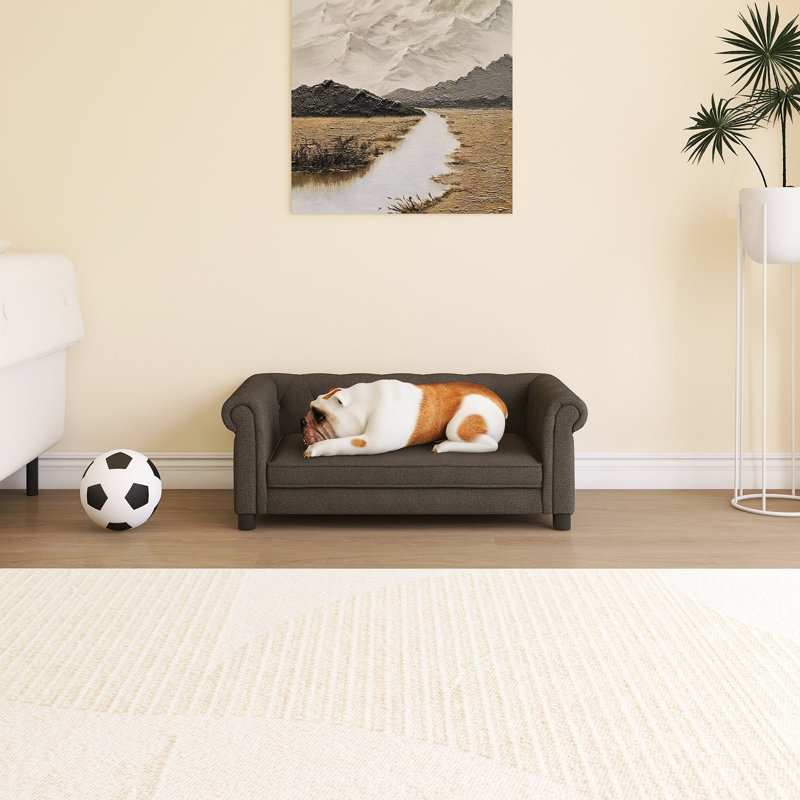 Lit rectangulaire pour petits et moyens chiens, Marron foncé