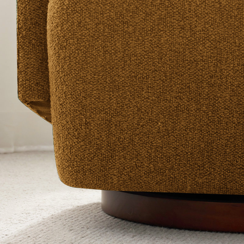 Fauteuil d'appoint pivotant rembourré Caysey Boucle, Jaune