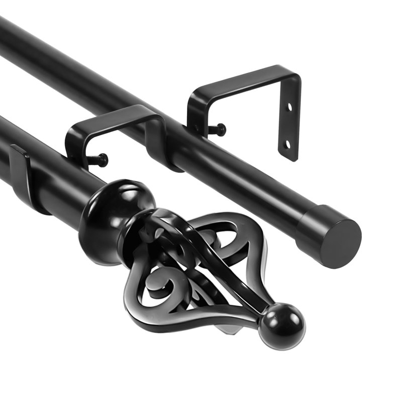 Tringle à rideaux double Munch Drapery, H 1 po x l 84 po x P 1 po, Noir