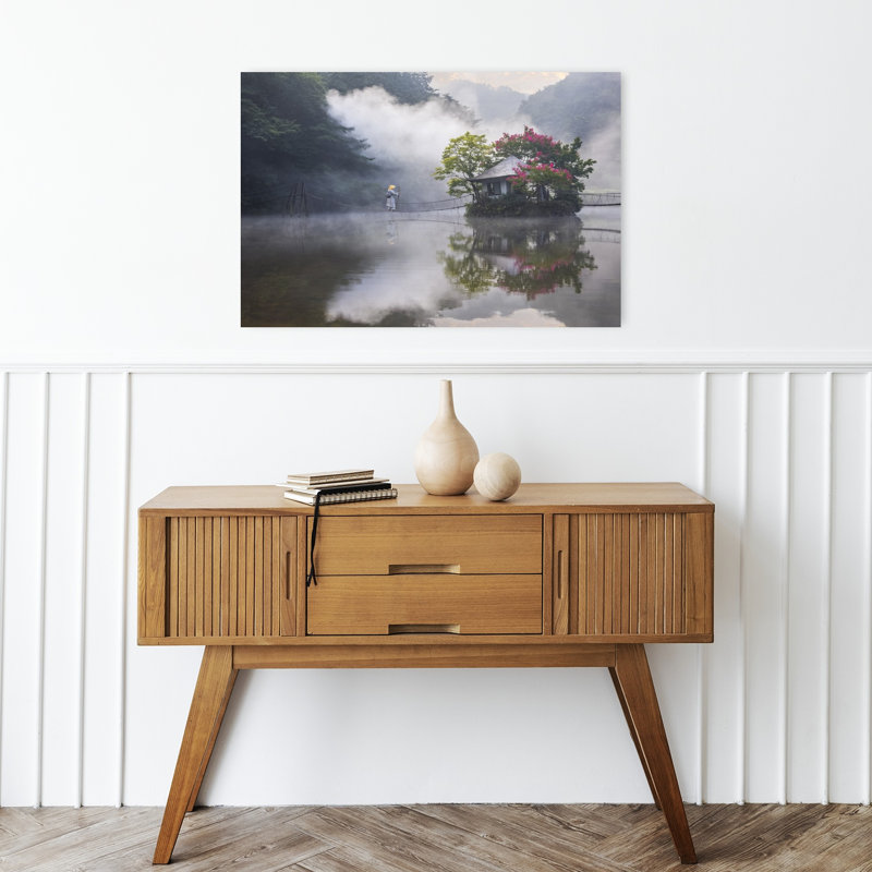 Impression d'art mural abstrait Misty Bridge Crossing, H 16 po x l 24 po