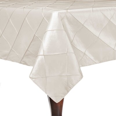 Ultimate Textile -10 Pack- Embroidered Pintuck Taffeta 60 X 84-Inch Rectangular Tablecloth Ivory Cream -  10PS-60X84-115