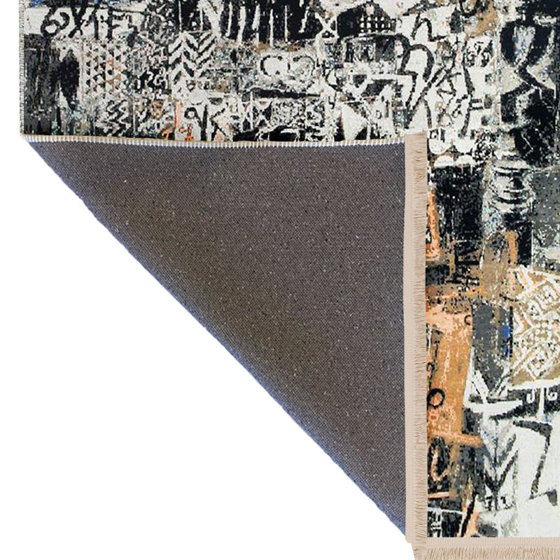 Barcelona Collection Multi-Colored Abstract Patterned Modern Decorative Rug, Rectangle 4'7.12" x 6'6.74"