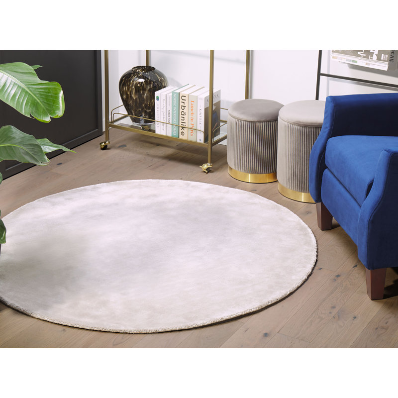 Godinne Solid Colour Viscose Hand Woven Area Rug, Round 140cm