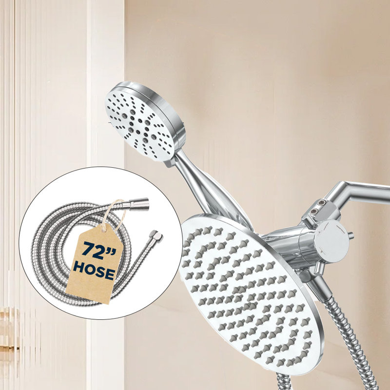 Dual Shower Head Combo, 8-Inch Rainfall & 3-Flow Handheld,2.5 GPM, Polished Chrome