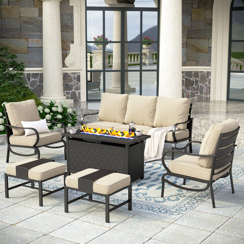 Tapasi Outdoor Patio Conversation Furniture Set, Beige, Yes