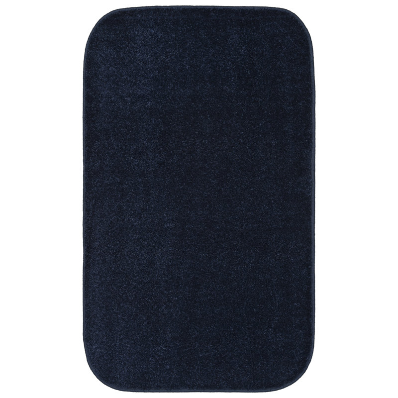 Monarrez Nylon Bath Rug with Non-Slip Backing, Navy, Single- 40" L x 24" W