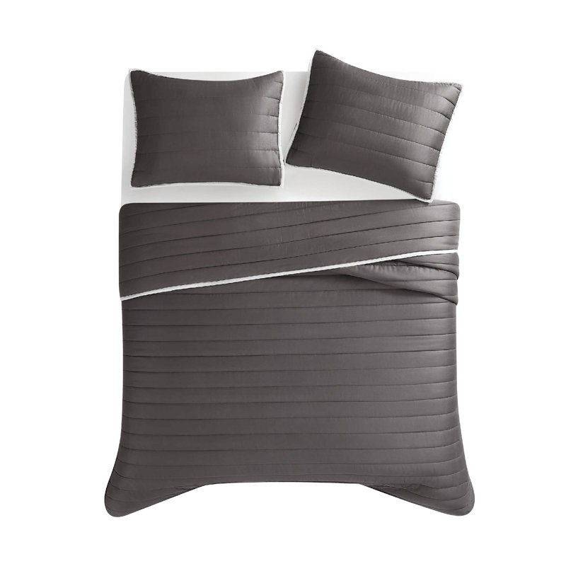 Ensemble de courtepointe en satin de coton 3 pièces Christian Siriano NY®, Courtepointe pour simple TG + 1 taie décorative s