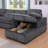 Sleeper Sectional Sofa with Pull-Out Bed, Storage Armrest, Right-Facing Storage Chaise-722825826