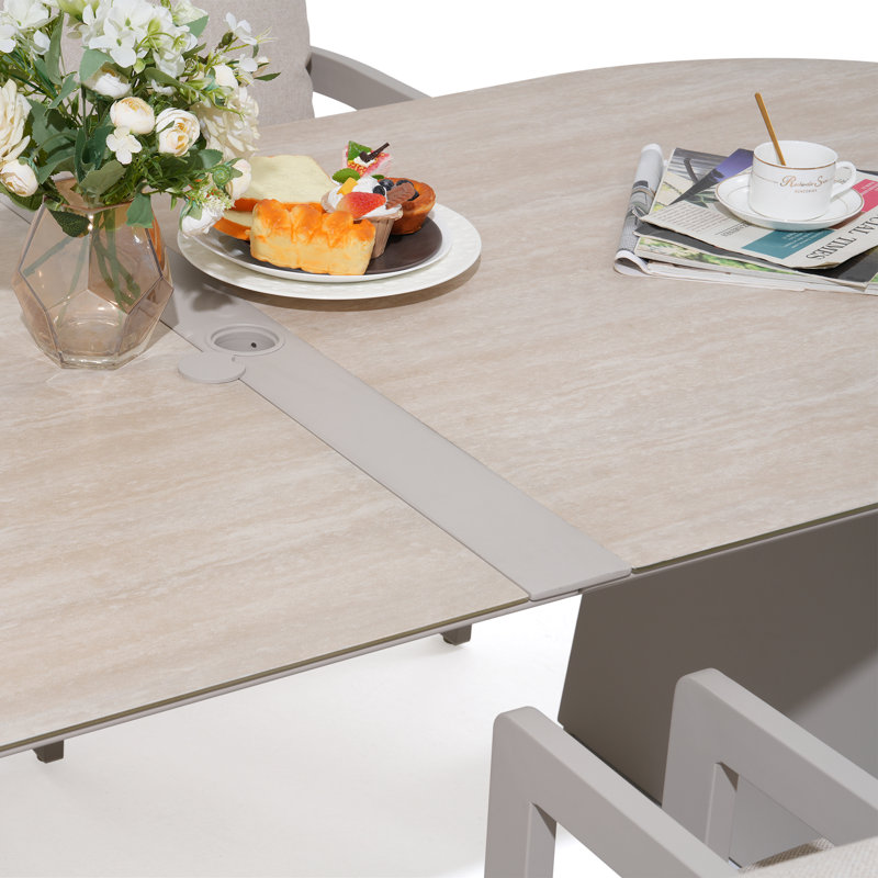 Outdoor Aluminum Dining Table, Beige