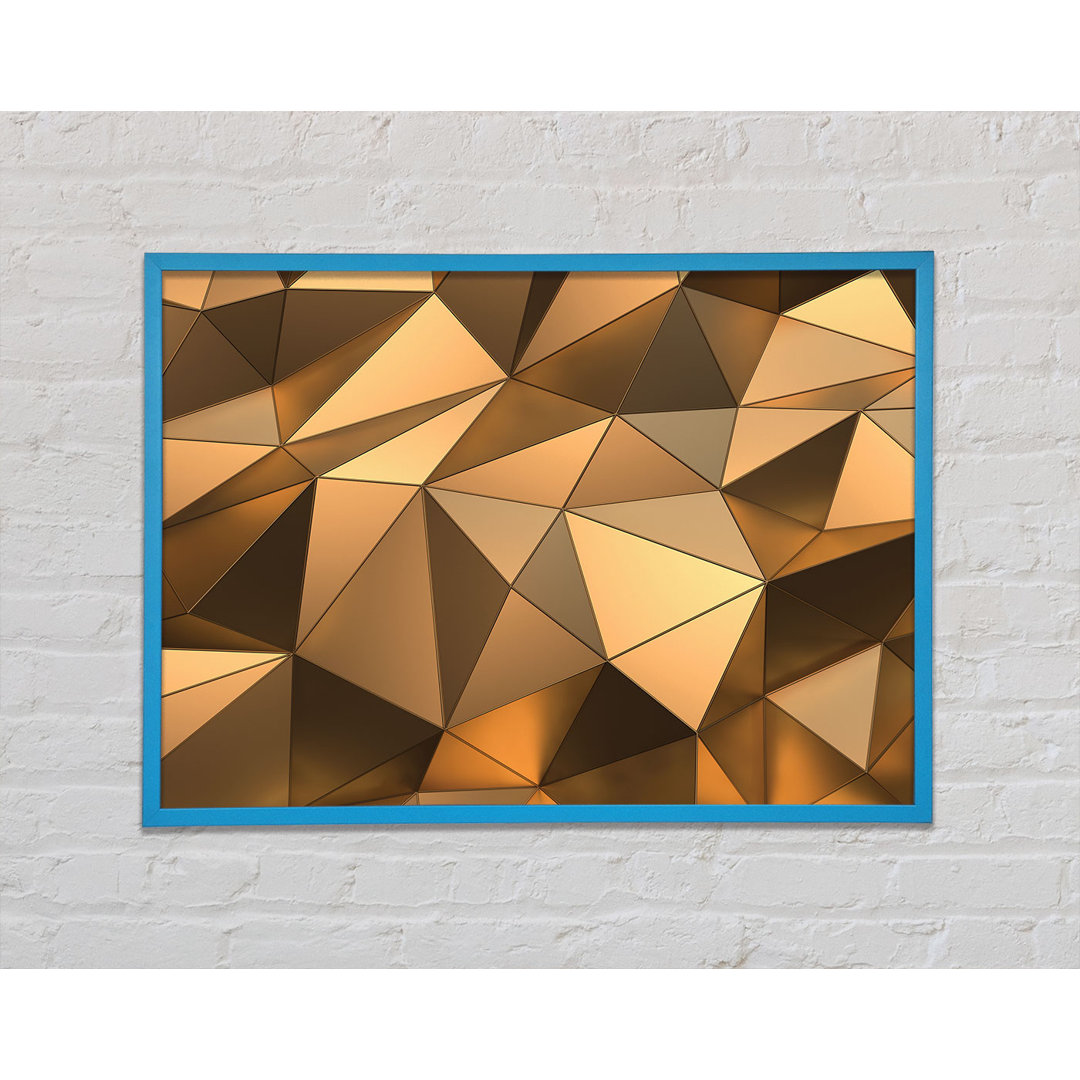 Gerahmter Kunstdruck Gold Geometric Triangles Shining