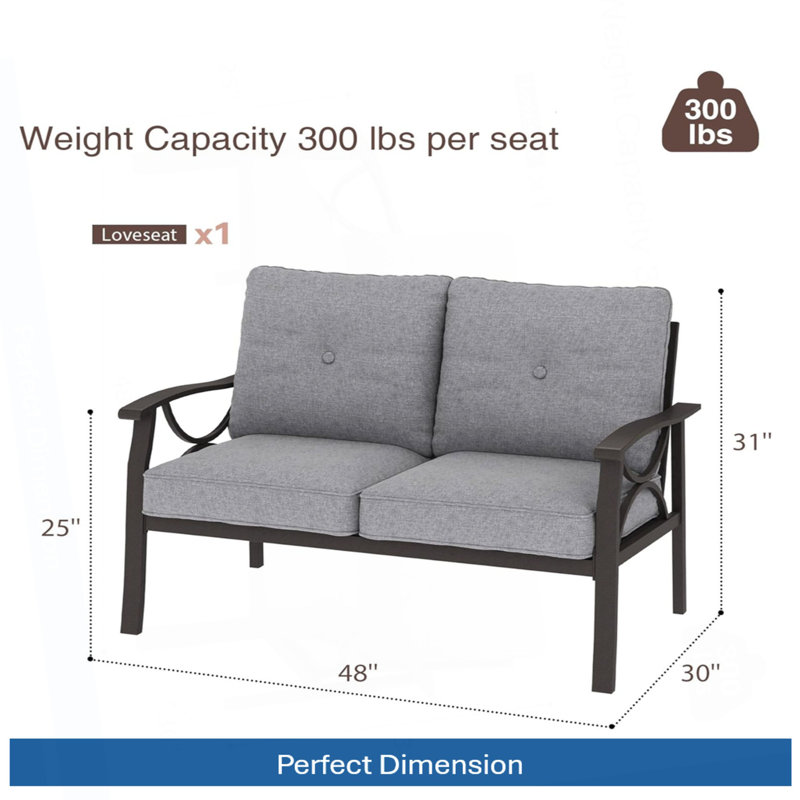 Canapé 48 po avec 2 sièges 48 po, Gris