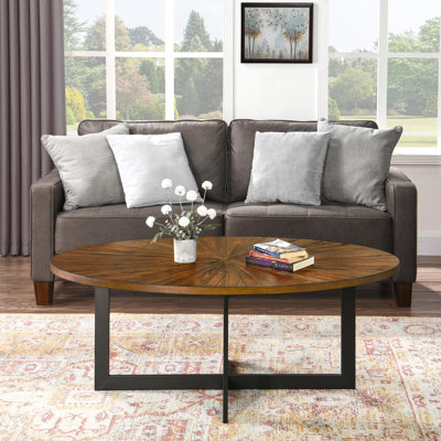 Table basse ovale avec tablette ouverte