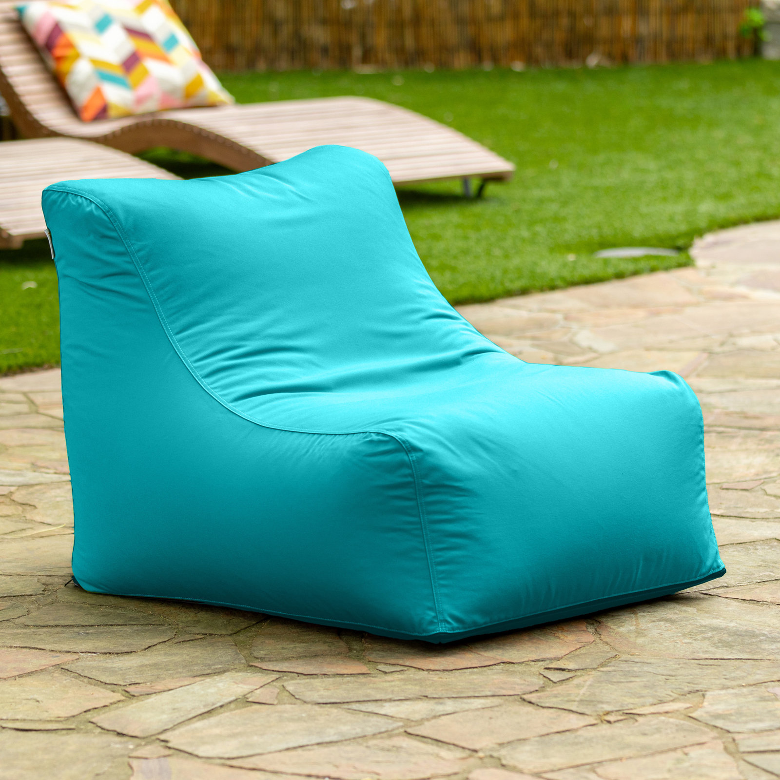 Ponce Outdoor Medium Bean Bag Chair, Cancun Blue Sunbrella®