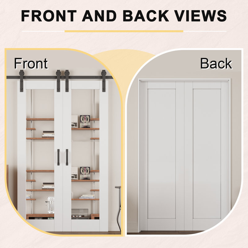  Barn 𝗔𝘀𝘀𝗲𝗺𝗯𝗹𝘆 𝗥𝗲𝗾𝘂𝗶𝗿𝗲𝗱 Panneau de porte, porte de grange coulissante double en bois manufacturé H 1-Lite