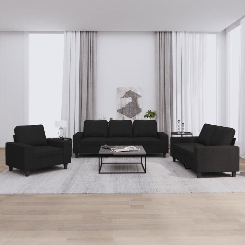 Ensemble de canapé 3 pièces Dayamar Designs en tissu gris foncé
