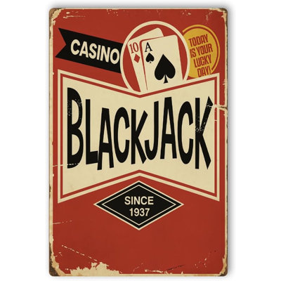 Black Jack Rules Metal Poster by DC | Vintage Tin Sign Wall Art for Indoor Use | 7x10" Rust-Free Aluminum Decor for Cards | UV Protected & Weatherproof Print | Made in USA