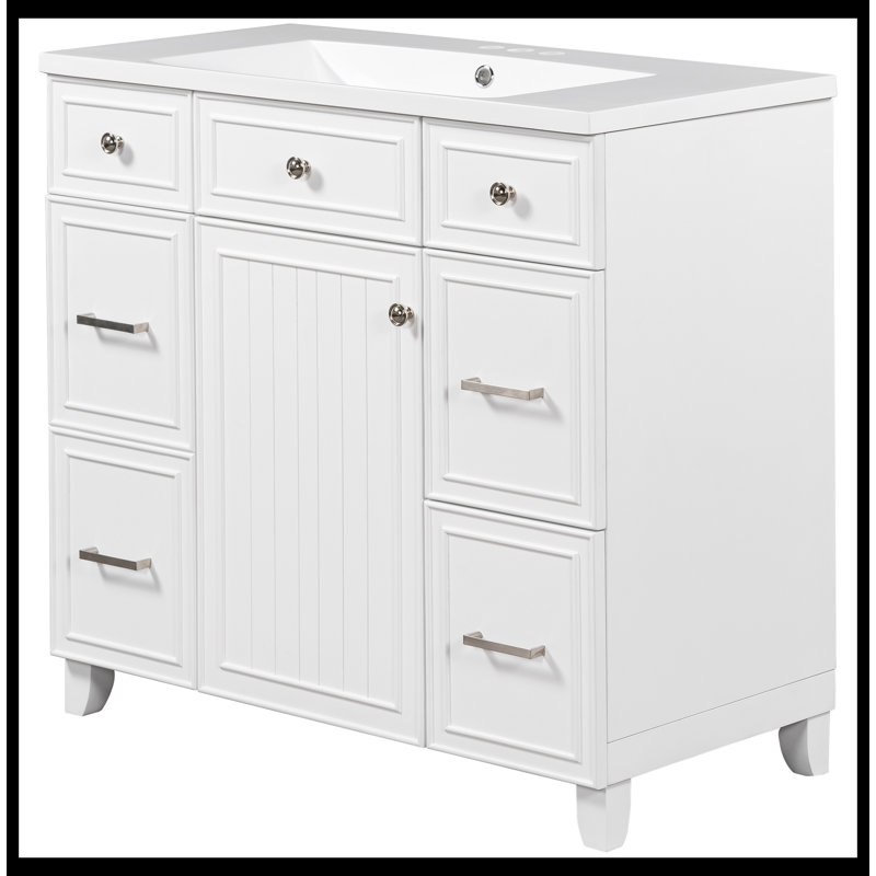 Meuble-lavabo simple 18 po avec plateau Mukadder, Blanc