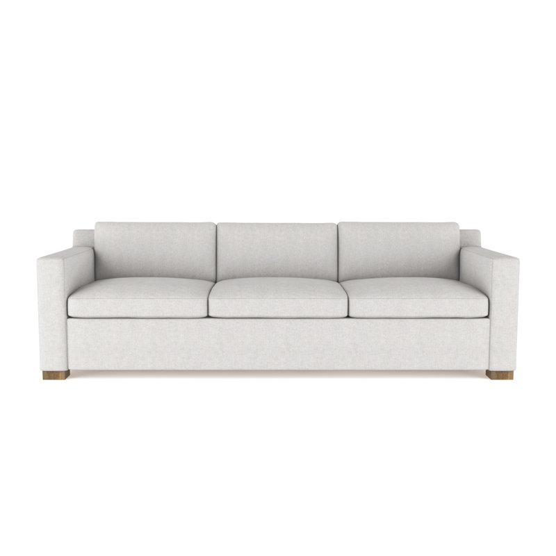 Mercer Track-Arm Sofa, 33.5" H x 108" W x 44" D, Plush Velvet Silver Streak, Weathered