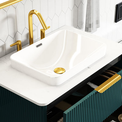 Glossy White Ceramic Undermount Sink, 6.63 In Height, Chip - Proof, Effortless Surface Cleaning High Gloss Drop 14.43 Wide, Maintenance