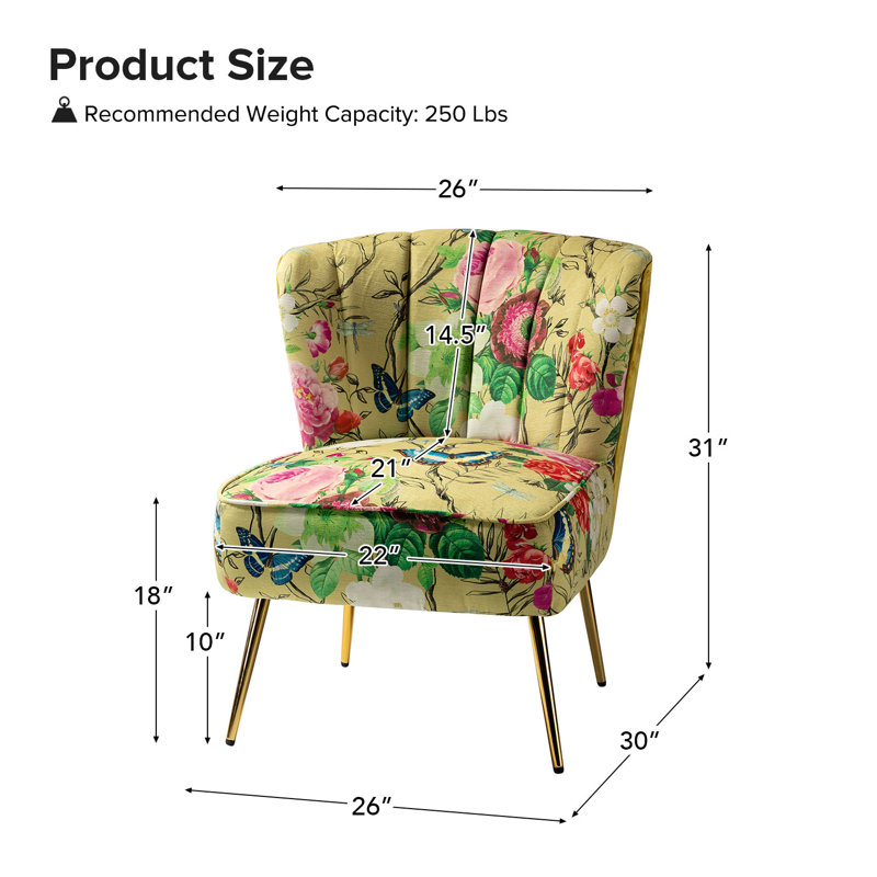 Chaise d'appoint en velours capitonné Amata, Velours moutarde