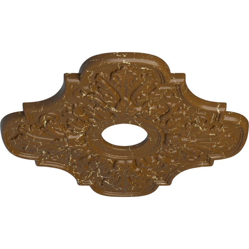Médaillon de plafond Endalathane Peralta, P 17 3/4 po x P 3 3/4 po x P 1 po (convient aux auvents jusqu'à 4 5/8 po), finition craquelée topaze fumée peinte à la main