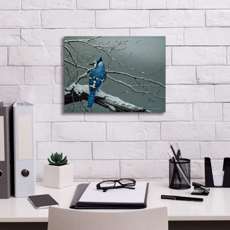 «Winter Jay on Canvas» par Ron Parker, reproduction, H 12 po x l 16 po x P 0,75 po