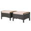 Latitude Run® Set Of 2 Patio Rattan Ottoman Footrest Cushions Wooden Handle Beige