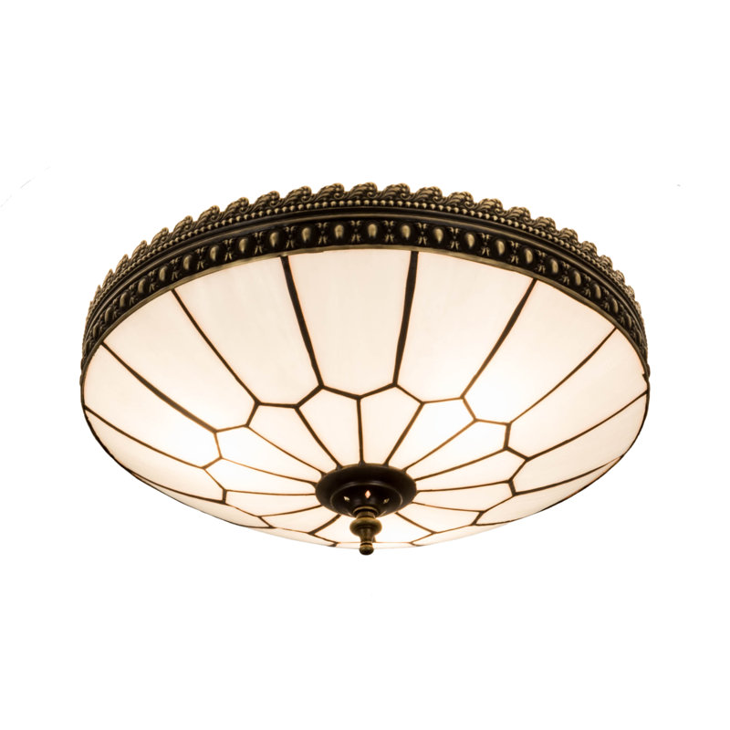 Vincent 3 - Light Flush Mount, 6.5" H x 15" W x 15" D, Craftsman Brown Highlighted, White Art