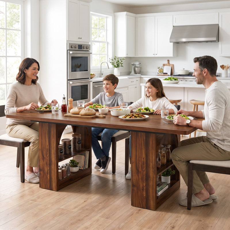 Table à manger pour 4 à 6 personnes, table de cuisine moderne de 178 cm, Walnut