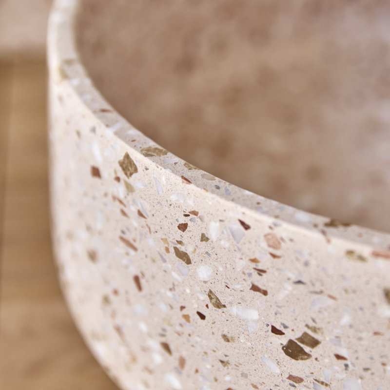 Milos Round Brown Premium Terrazzo Bathroom Sink, Pink