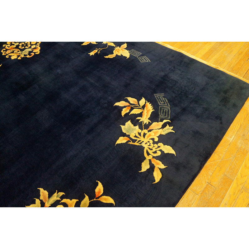 Tapis bleu marine antique antique Art Deco