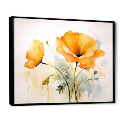 " Watercolor California Yellow Poppy "