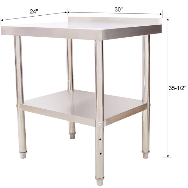 Latitude Run® 24 X 30 Inch Heavy Duty Metal Work Table With Backsplash ...