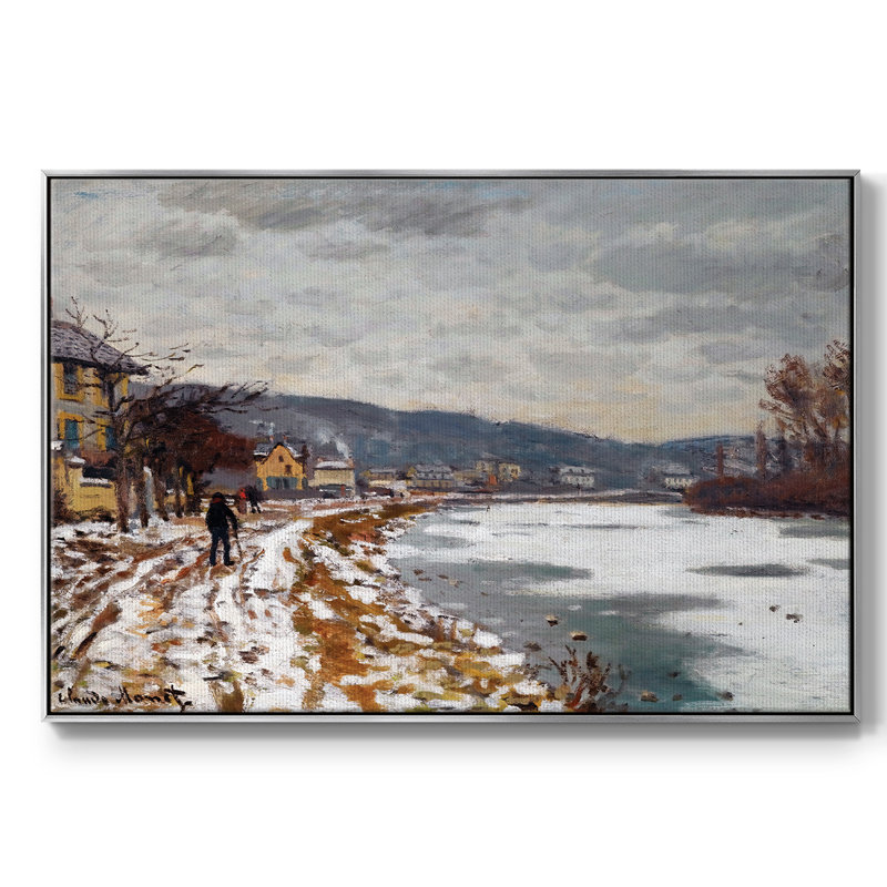 La seine à Bougival, 1869, Toile avec cadre argenté, H 25 po x l 37 po x P 2 po