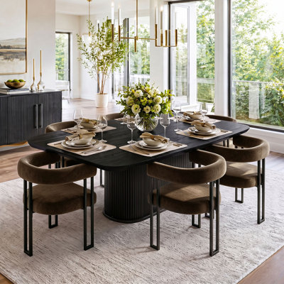18" Seat Height Upholstered Velvet Kitchen Dining Armchair (Set of 6)